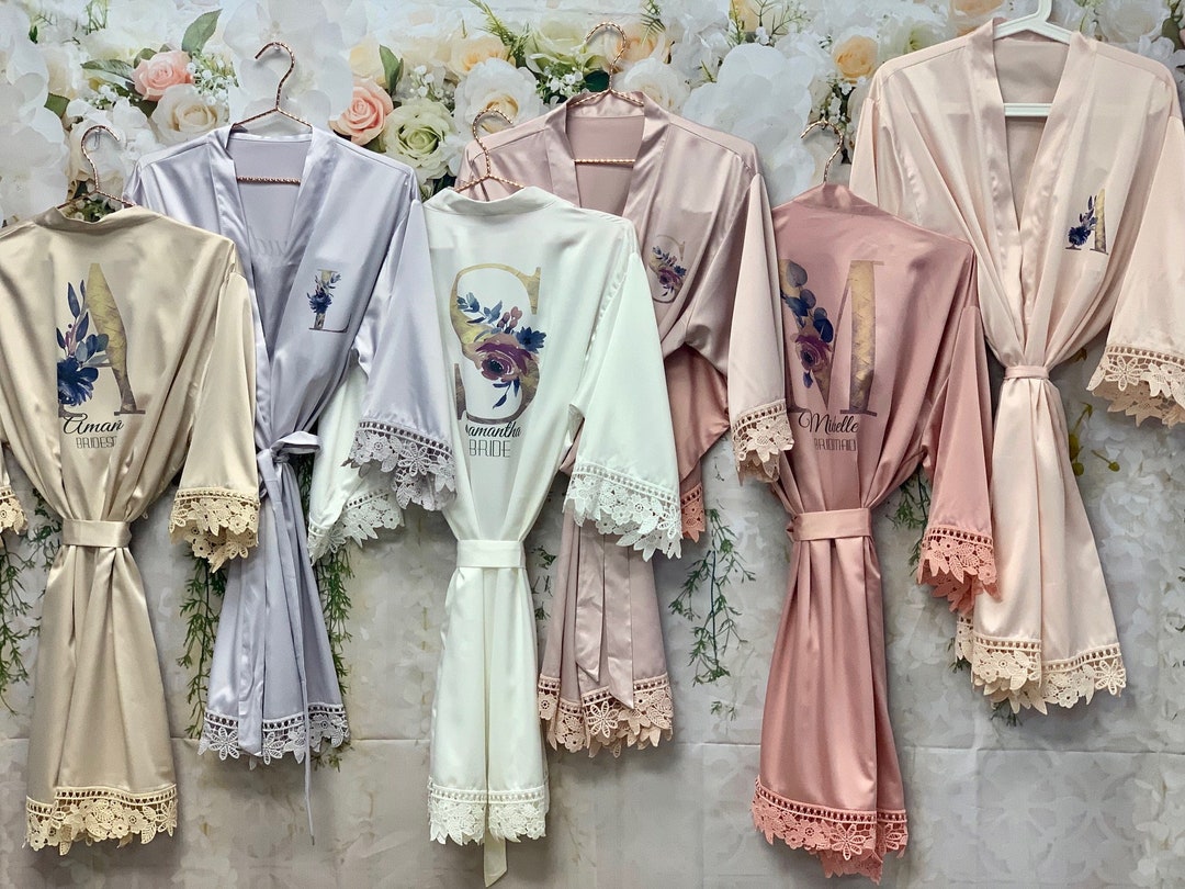 New Design Silk Bridesmaid Robes, Bridal Robes, Satin Robes Set, Floral ...