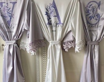 Bridesmaid Robes, Lavender Bridesmaid Robes, Bridesmaid Gifts, Lavender Wedding, Trendy 2024 Bridesmaid Proposal, Customized Set of Robes