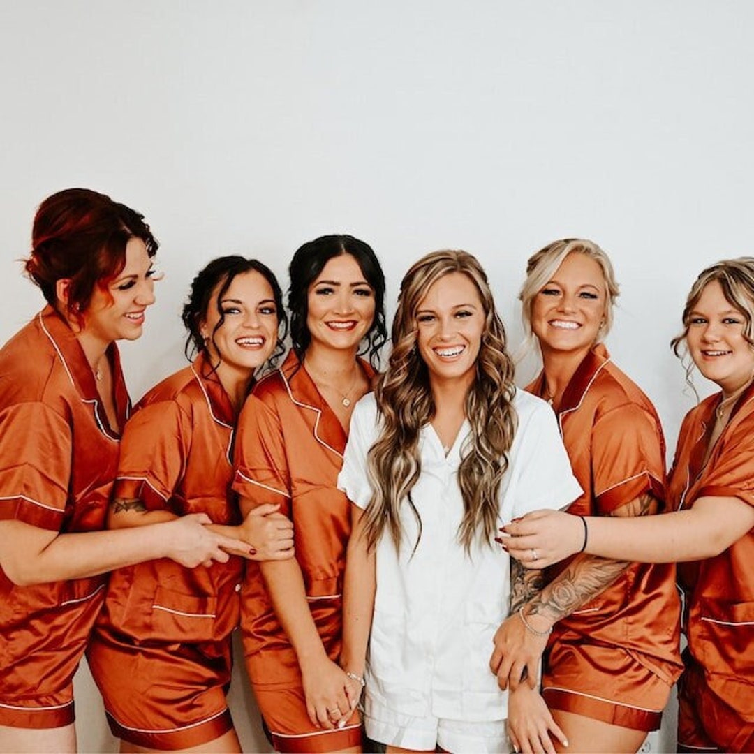 Just Love Bridal Party Pajama Set - Bride & Bridesmaid Matching PJ Shorts With Sleep Mask, Wedding Getting Ready Outfits