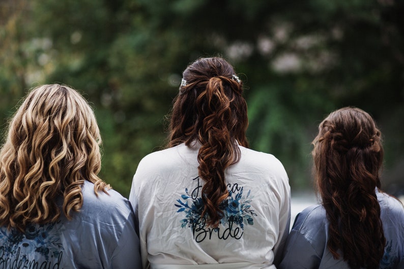 Dusty Blue Bridesmaid Robes Bridal Robes Bridal Robe Floral Etsy