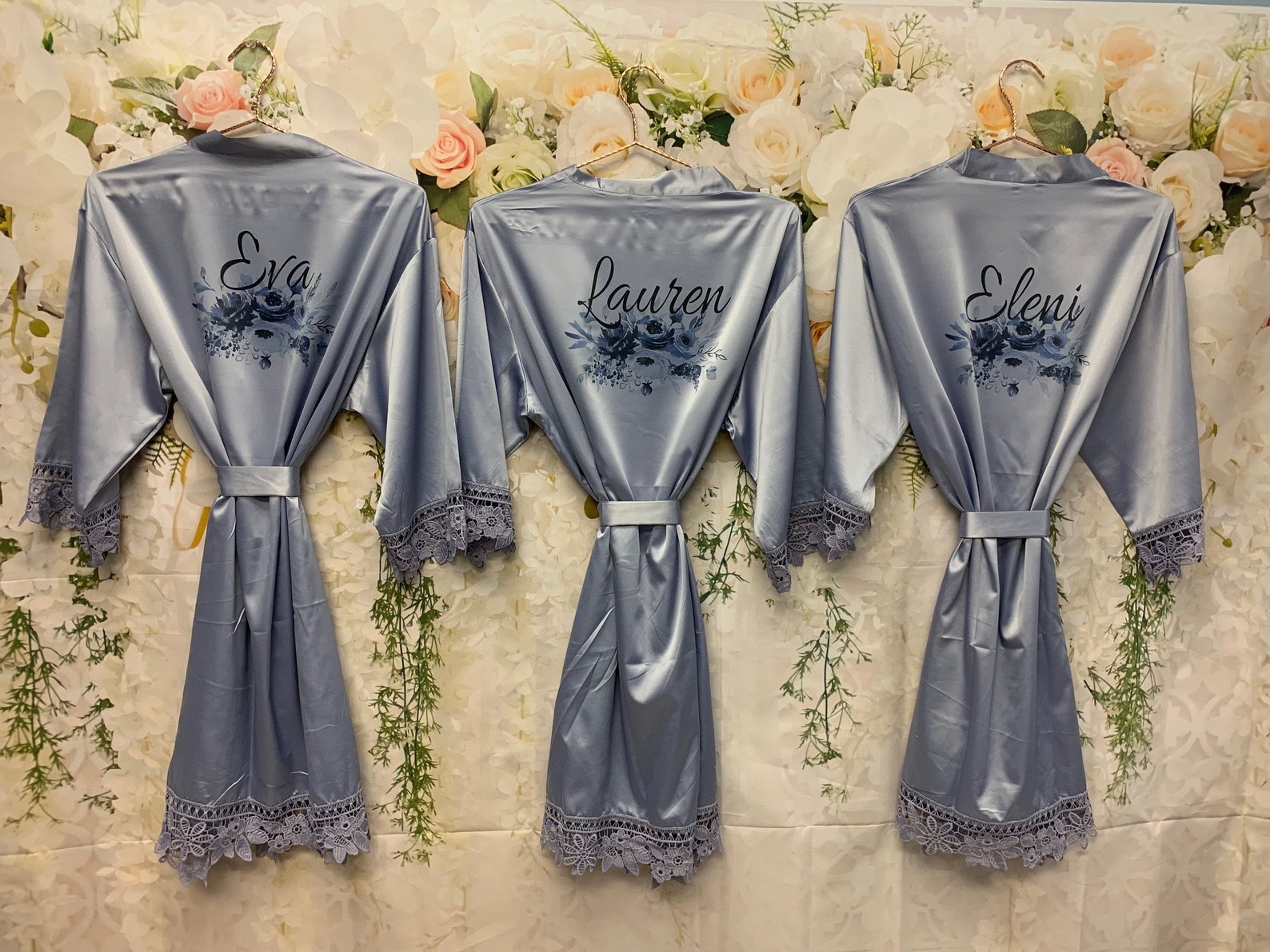 Bridesmaid Robes Bridal Robes Satin Dressing Gown Dusty Etsy