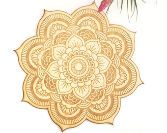 Floral Mandala Wood Sign - Spiritual Wall Art, Wood Mandala, Sacred Geometry Mandala, Geometric Shaped, Bohemian Wall Art, Mandala Wall Art