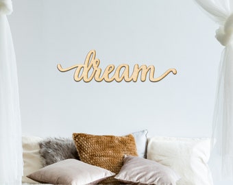 Träumen Charlie Script Holzschild - Holzschild Kunst, Holzschild, Laser schneiden Holz, Holz-Dekor, Kunst-Raum Traum Schild Galerie Wandschild