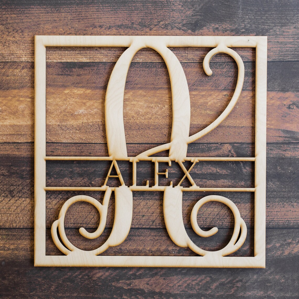 Vine Name Frame Cut Wood Sign Custom Monogram Gift Etsy