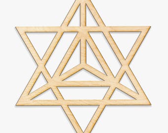 Merkaba Wood Cut Sign - Spiritual Gift, Yoga Decor, Abstract Wall Decoration