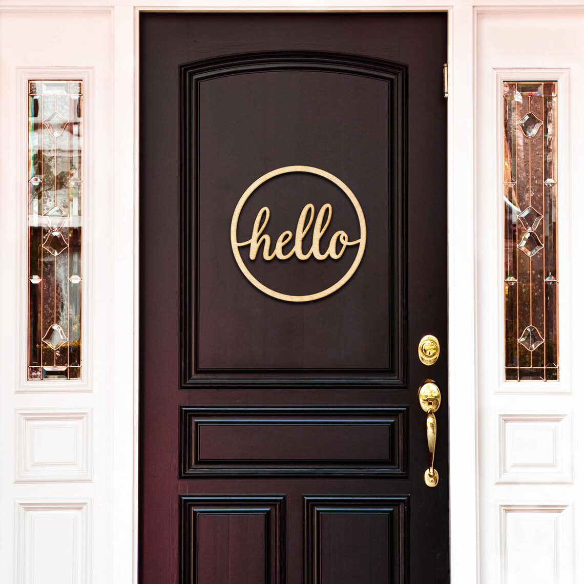 Circle Hello Script Wood Sign -wood Sign Art, Wooden Hello, Hello Sign ...