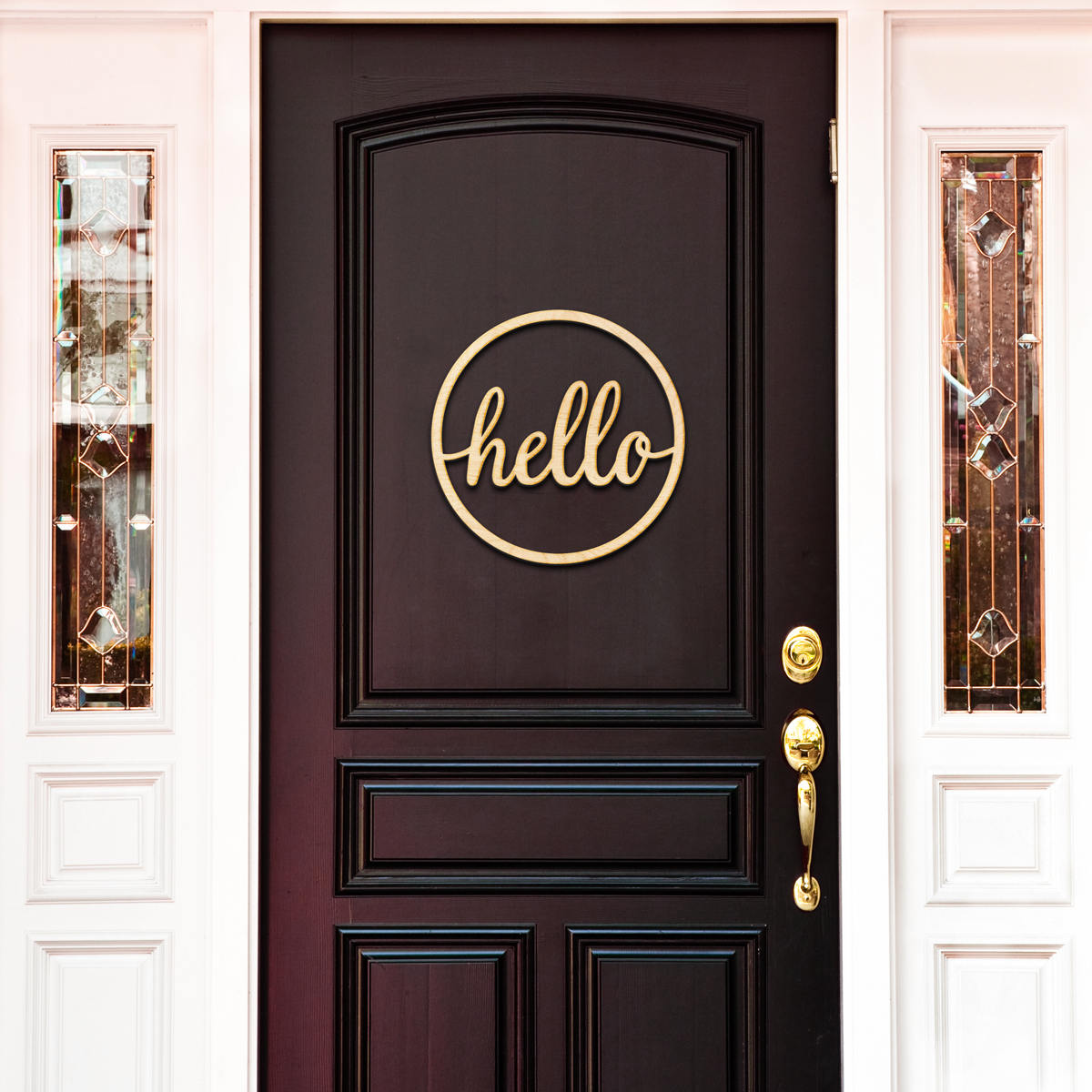 Circle Hello Script Wood Sign -wood Sign Art, Wooden Hello, Hello Sign ...