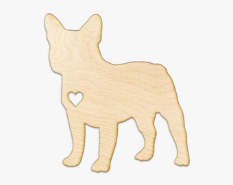 Heart Cut French Bulldog Wood Sign - Gifts For Dog Owner, French Bulldog Art, French Bulldog Love, Wooden Frenchie, Frenchy Wood Sign