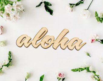 Script Aloha Wood Sign-Wood Sign Art, Laser Cut Wood Sign, Aloha Sign, Aloha Wall Art, Hawaii Wall Art, Hawaii Wood, Aloha Hawaii