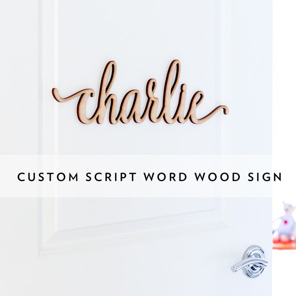 Segno di legno di Charlie Custom Script parola in minuscolo - personalizzato segno di legno, regalo di legno su ordinazione, regalo di nozze di legno, regalo di anniversario 5 anno