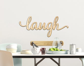 Laugh Charlie Script Wood Sign - Wood Sign Art, Wooden Sign, Laser Cut Wood, Wood Decor, Art Room Sign, Laugh Sign, Rustic Gallery Wall Sign