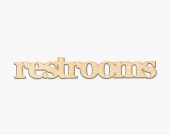 Restrooms Gia Serif Wood Cut Sign - Wood Sign Art, Wooden Sign, Laser Cut Wood, Wood Decor, Restroom Sign, Bathroom Sign, bathroom wood sign