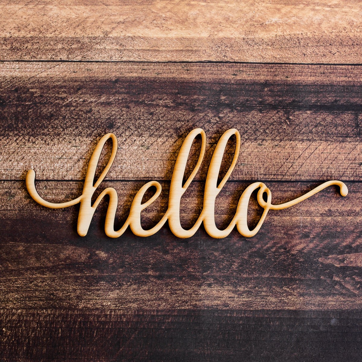 Hello Script Wood Sign -wood Sign Art, Wooden Hello, Hello Sign, Laser ...