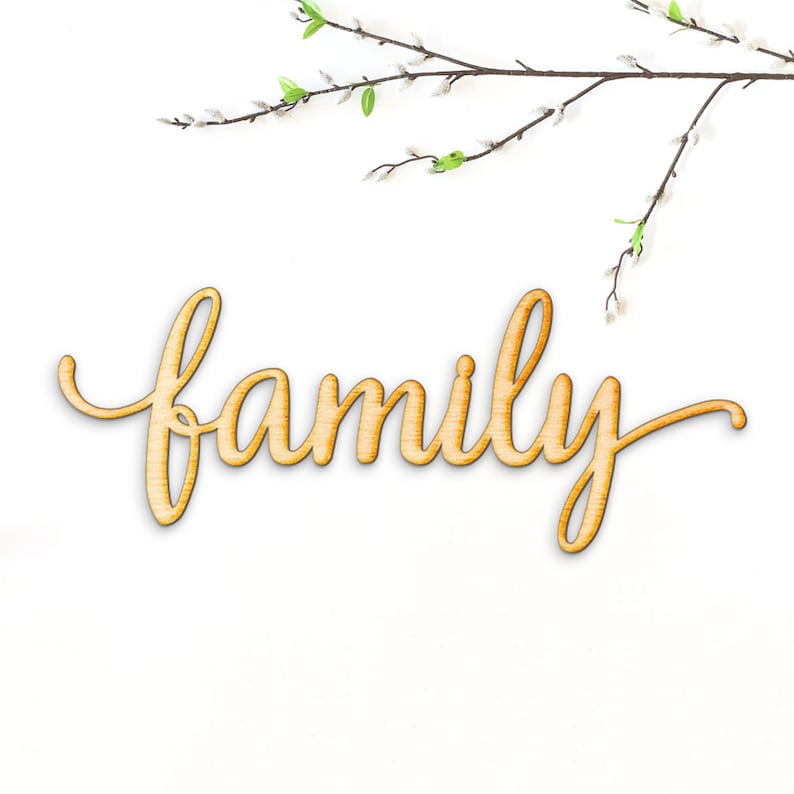 Family Script Word Wood Signwood Sign Art Gallery Wall Etsy