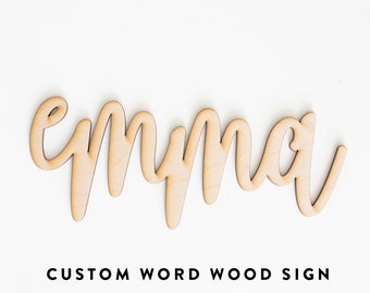 Custom Hand Drawn Word Wood Sign - Personalized Wooden Sign, Custom Wood Gift, Wooden Wedding Gift , 5 Year Anniversary Gift, Wood Script