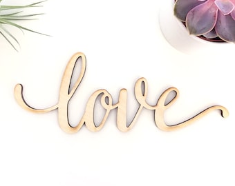 Script Love Wood Sign - Wood Sign Art, Wooden Love,  Wood Love Sign, Wood Wedding Decor, 5 Year Anniversary Gift, Script Love, Cursive Love