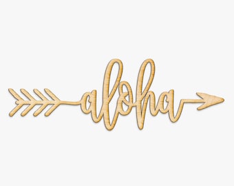 Aloha Arrow Wood Sign - Wood Sign Art, Wooden Sign, Wood Decor, Art Room Sign, Playroom Sign, Hawaiian Decor, Hawaii