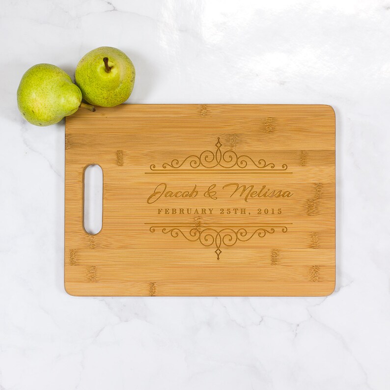 Personalized Bamboo Cutting Board With Handle Custom Name Etsy