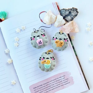 Pusheen Charms -Planner Charms-Planner Dangles-Planner Clips-Planner Accessories-Bookmarks-Planner Stickers-Bujo-Keychain-Felt Keychains