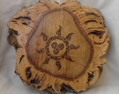 Porträt rustikal gemacht Stamm aus Kork mit Brandmalerei - "THE SUN"