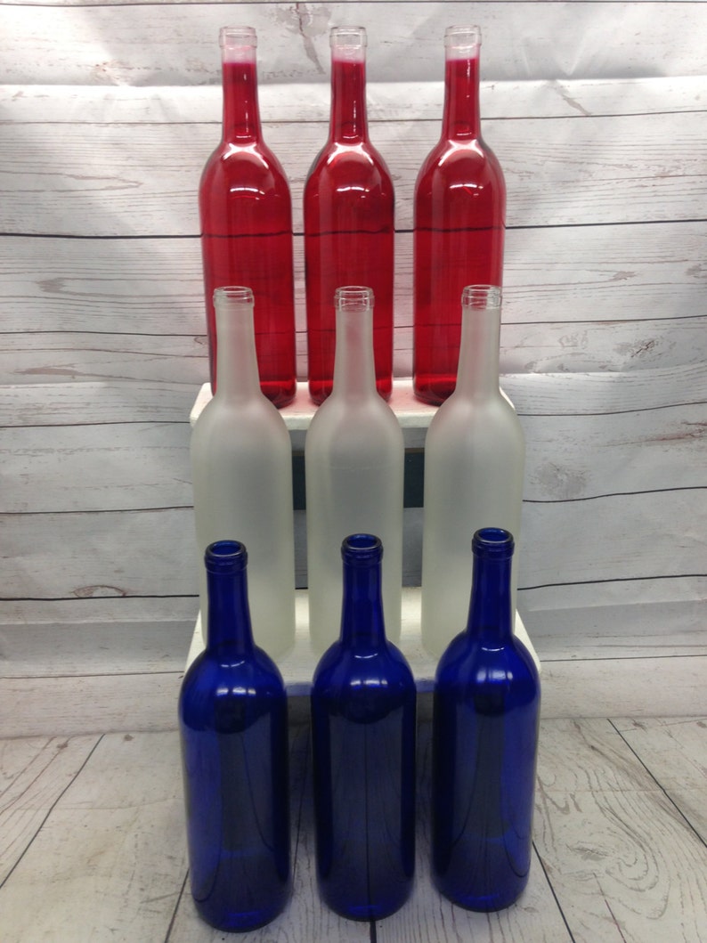 9 Assorted Bottles Red White Blue Wine Bottles 750 ML For Etsy