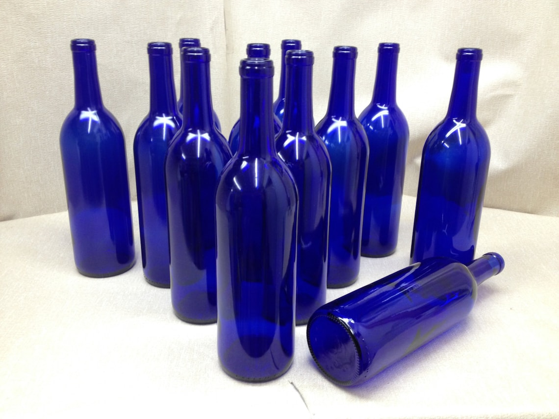 12 Cobalt Blue Wine Bottles 750 ML for Crafting bottles Etsy