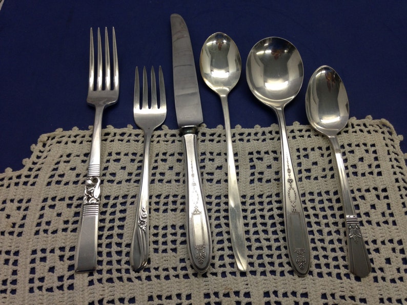 6 Pc. Mismatched Silverware Silverplate Odd Flatware Dinner Etsy