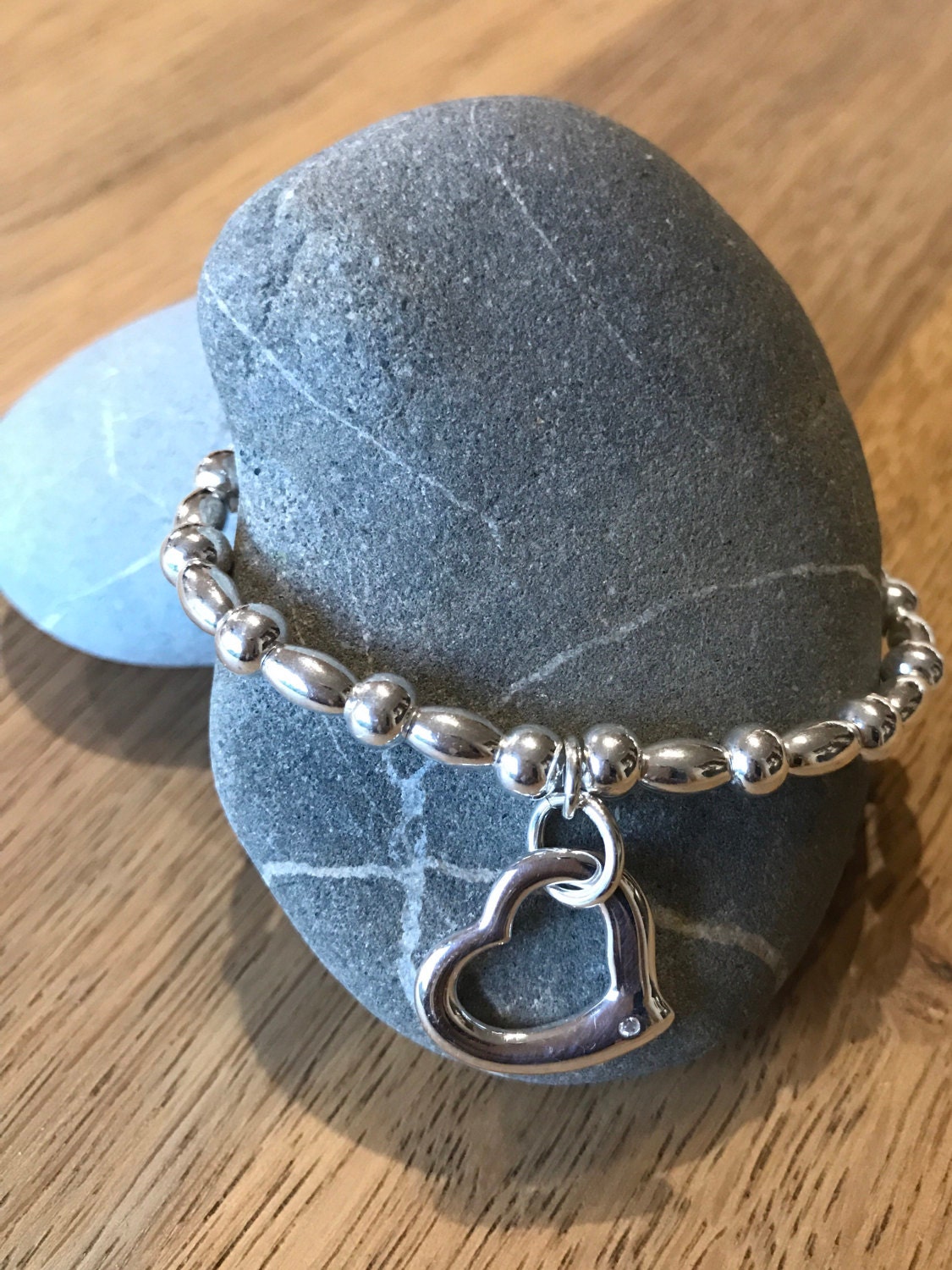 【STONEHENgE】Silver Material Heart Cubic Bracelet SC24B19T Sterling Silver Interlocked Hearts Cubic Zirconia 925
