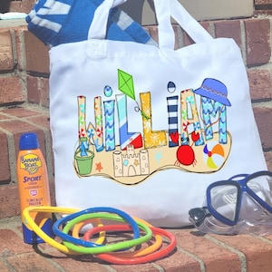 Kids Personalized Beach Tote Bag, Beach Bag, Pool Bag, Summer Essentials, Beach Vacation