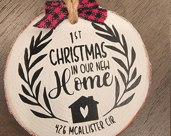 New Home Wood Slice Christmas Ornament, First Home, Home Christmas Ornament