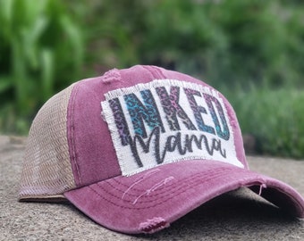 Mom Ponytail Hat, Messy bun hat, Inked Mama, Baseball Mom, Mothers day gift, Criss Cross Ponytail hat, leopard mama, Camo Mama
