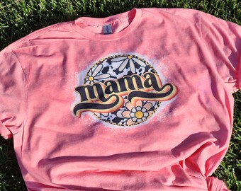 Retro Floral Mama Bleached Tee