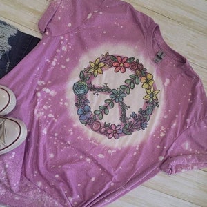 Floral Peace Sign Bleached Tee