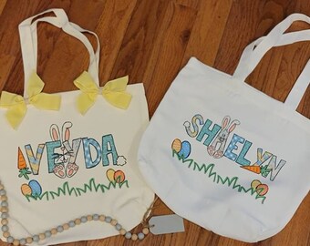 Personalized Easter Tote, Easter Basket, Easter Bunny Bag, Kids Easter gift