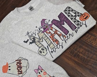 Spooky Mama Loves Her Boos Personalized Halloween Crewneck Sweatshirt