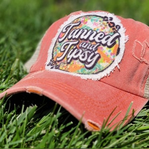 Summer Criss Cross Ponytail Hat, Raggy Patch Hat, Tanned and Tipsy, Beachin, Beach Please, Stay Salty, Here comes the Sun, Sunkissed