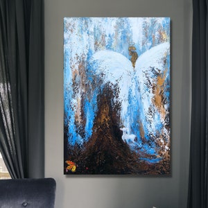 Original Angel painting, Angel painting on canvas, Guardian Angel art, Angel wings painting, Angel art, Abstract Angel painting, Angel decor