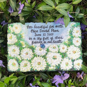 Hand Painted Memorial Garden Stone: Personalized Remembrance Gift