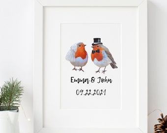 Robin Couple Print | Personalized wedding gift | Wedding Gift | Unique Wedding Gift | Wedding gift for couple | Anniversary gift |