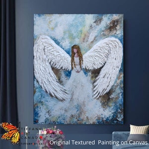 Original Angel painting, Angel painting on canvas, Guardian Angel art, Angel wings painting, Angel art, Abstract Angel painting, Angel decor