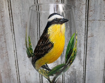 Hand Painted Bird Wine Glass: Personalized Bird Lover Gift