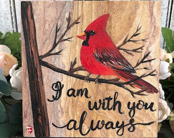 Hand-Painted Cardinal Stone: Sympathy Remembrance Gift