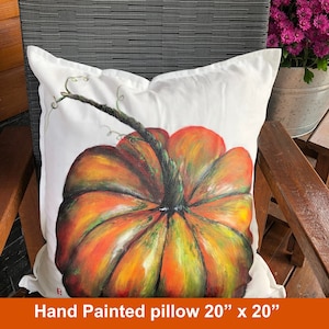 Fall Pumpkin Pillow, pumpkin Pillow, fall pillows, Fall Pumpkin, Fall decor,Thanksgiving decor,Halloween,Hand painted pillow,Fall Home Decor