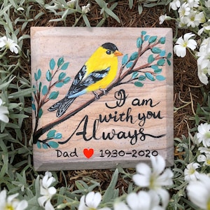 Personalisierter Gedenkstein: Handgemaltes Vogel-Erinnerungsgeschenk