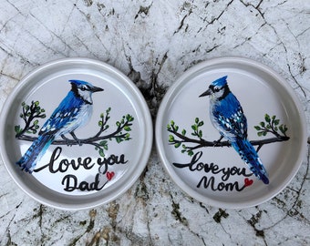 Gift for parents, Wedding gift, Hand painted ring dish, Gift for Mom, Gift for Dad, Gift for couple, Customized Ring dish, Bird ring dish