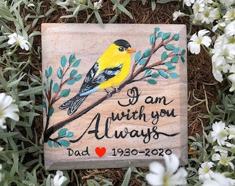 Pietra commemorativa personalizzata: regalo commemorativo a forma di uccello dipinto a mano