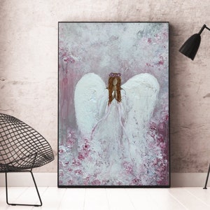 Original Angel painting, Angel painting on canvas, Guardian Angel art, Angel wings painting, Angel art, Abstract Angel painting, Angel decor