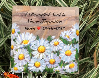 A Beautiful Soul is Never - Sympathy Gift, Hand painted memorial stone, Daisy stone, Remembrance garden stone, Memorial gift, Memorial stone