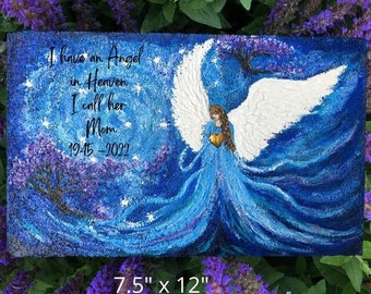 Hand-Painted Angel Memorial Stone: Sympathy Garden Gift