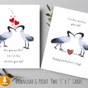 Bin Huhn Valentinstag Karte, Australische Ibis Karte, Jubiläumskarte, Lustige Vogelkarte, Bin Huhn Liebhaber Geschenk, Geburtstagsgeschenk für Frau